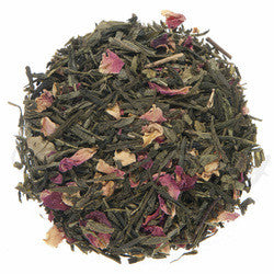Organic Cherry Rose Green Tea - A delicate blend of organic green tea, sweet cherry, and fragrant rose petals for a floral and fruity tea experience