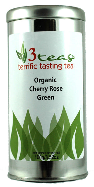 Organic Cherry Rose Green Tea - A delicate blend of organic green tea, sweet cherry, and fragrant rose petals for a floral and fruity tea experience