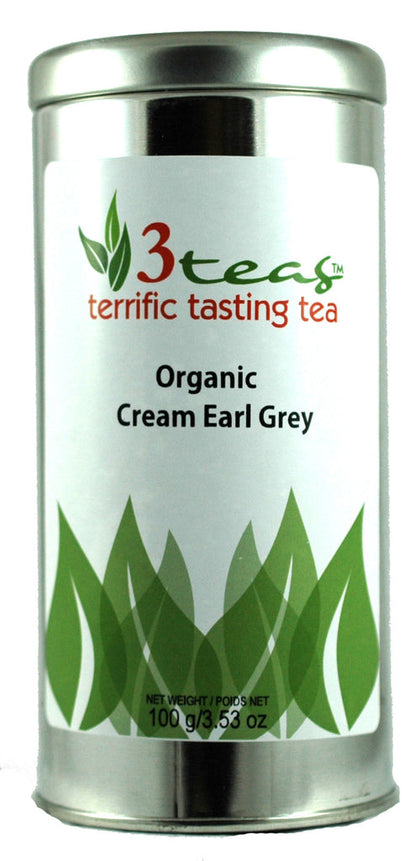 Organic Cream Earl Grey Black Tea - A smooth, aromatic blend of classic Earl Grey with a hint of creamy vanilla for a luxurious tea experience.