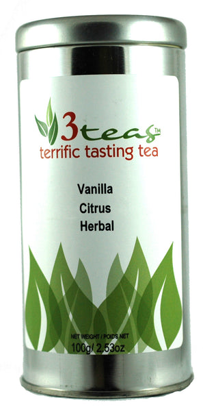 Vanilla Citrus Herbal Tea - A delightful caffeine-free blend of creamy vanilla and zesty citrus for a smooth, refreshing, and aromatic experience.